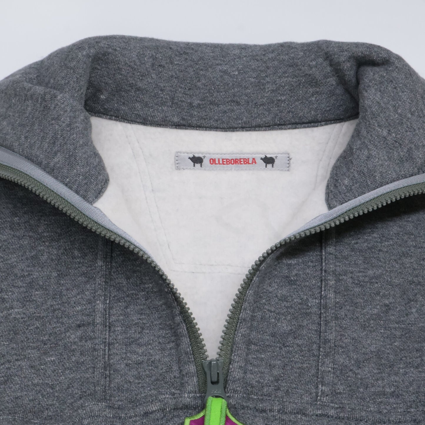 332802 Gray Cotton Pig Half-Zip Sweat Pullover Top, No Size Indication, Women's