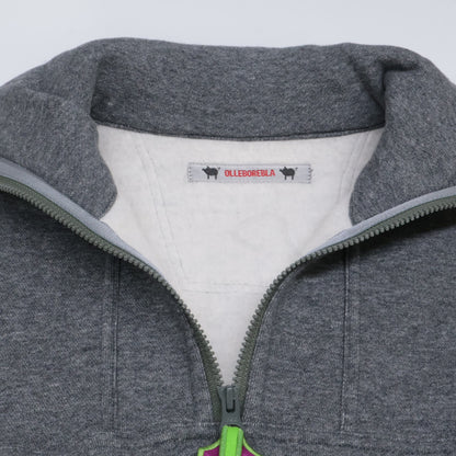 332802 Gray Cotton Pig Half-Zip Sweat Pullover Top, No Size Indication, Women's