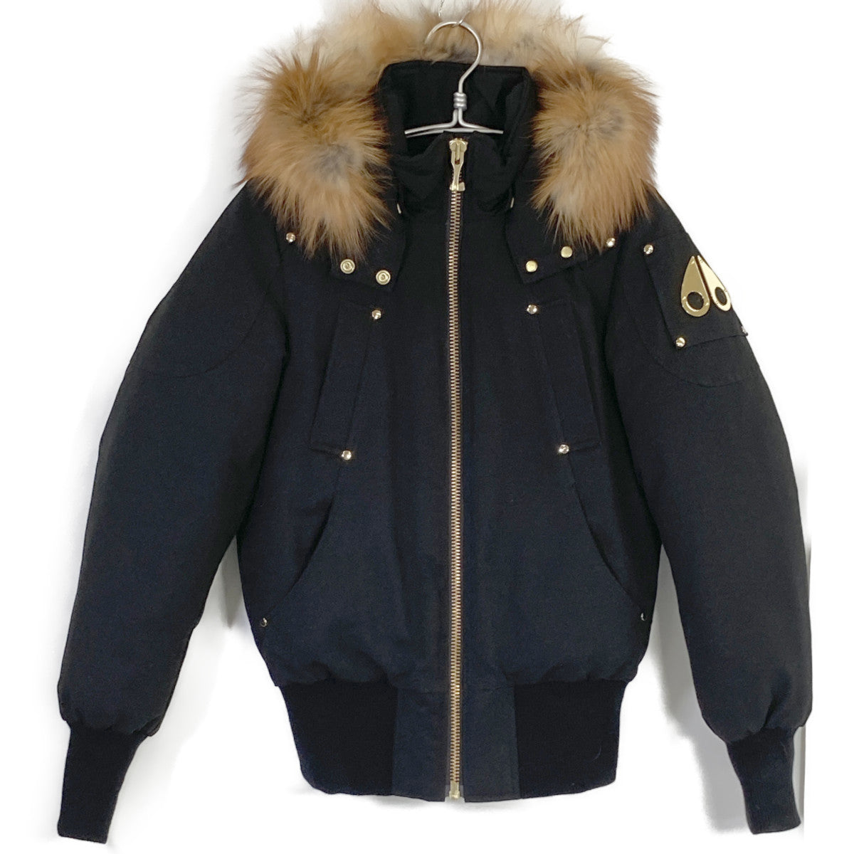 MOOSE KNUCKLES ムースナックルズ ブラック LITTLE RAPIDS BOMBER ファー付きフーデットダウンジャケット ジャケット