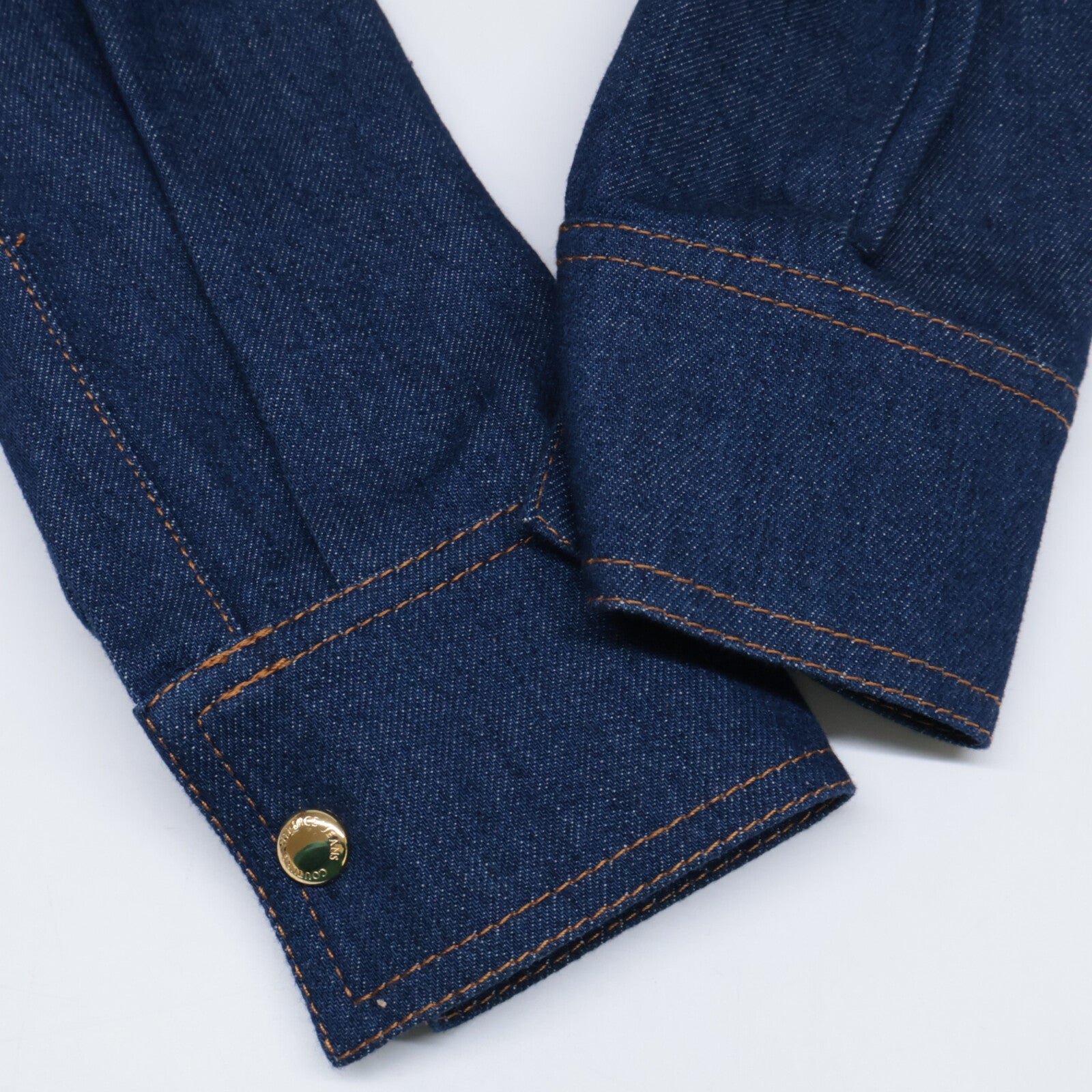 Versace Jeans ヴェルサーチジーンズ B0HVA615 インディゴ×マルチカラー 金ボタンデニムコンビシャツ トップス