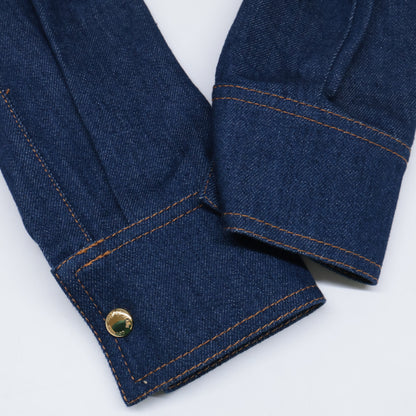 Versace Jeans ヴェルサーチジーンズ B0HVA615 インディゴ×マルチカラー 金ボタンデニムコンビシャツ トップス
