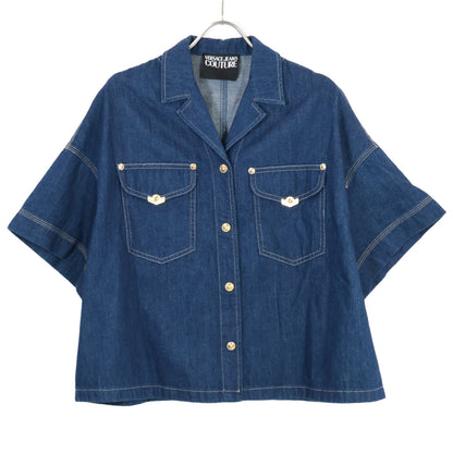 Versace Jeans ヴェルサーチジーンズ 71HAL56I インディゴ 金ボタンショートスリーブデニムシャツ ジャケット