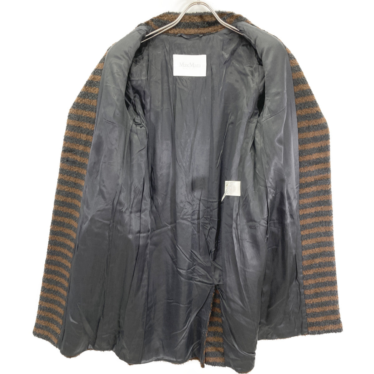 Max Mara Brown×Black Alpaca Wool Border Jaggy Coat Coat