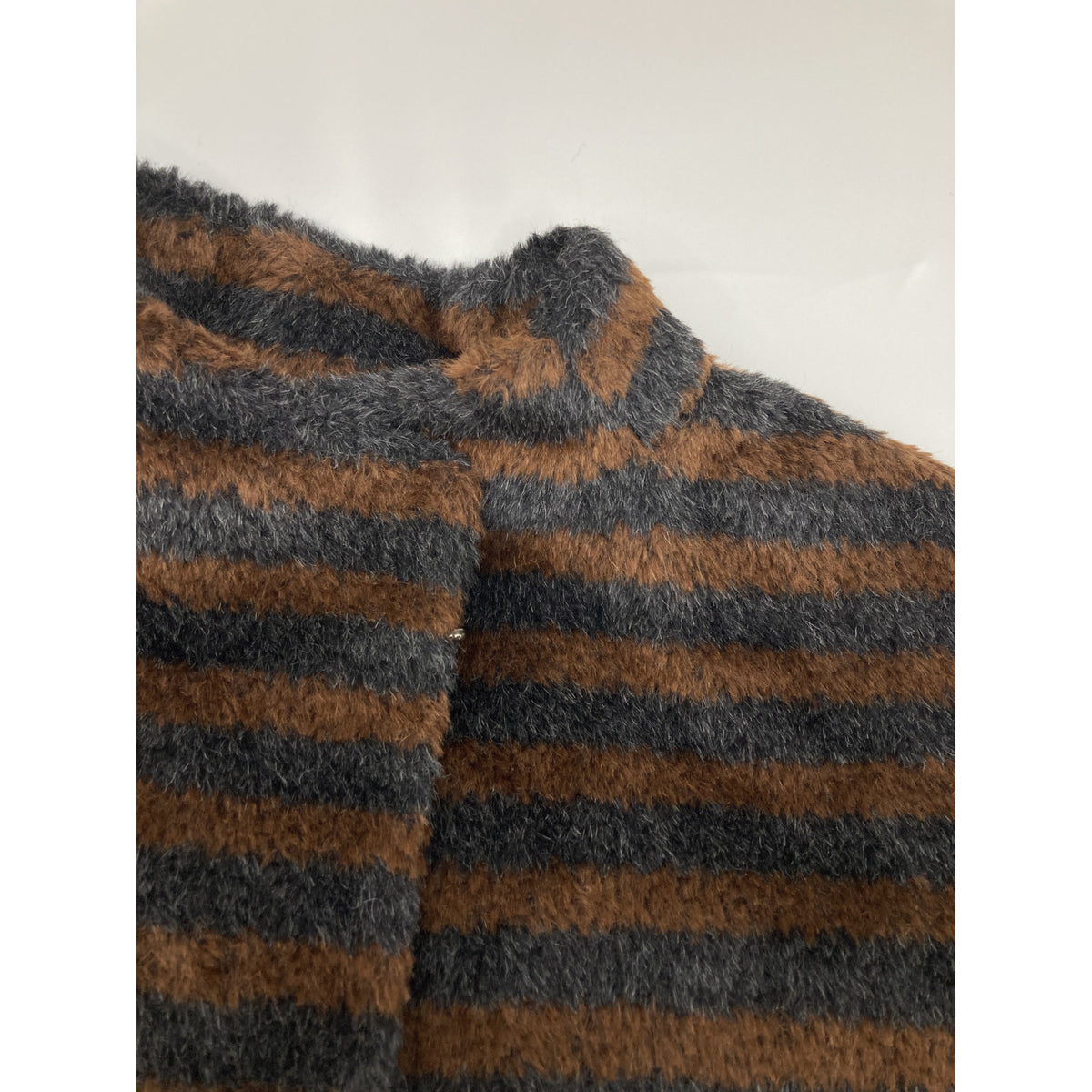Max Mara Brown×Black Alpaca Wool Border Jaggy Coat Coat