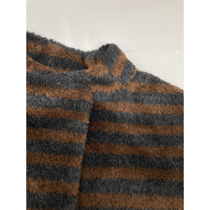Max Mara Brown×Black Alpaca Wool Border Jaggy Coat Coat