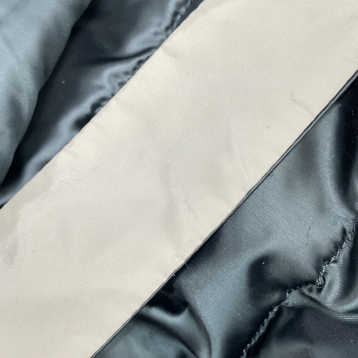 Dark Navy x Beige Reversible Hooded Down Coat with Belt, Coat, Size 42, Women's