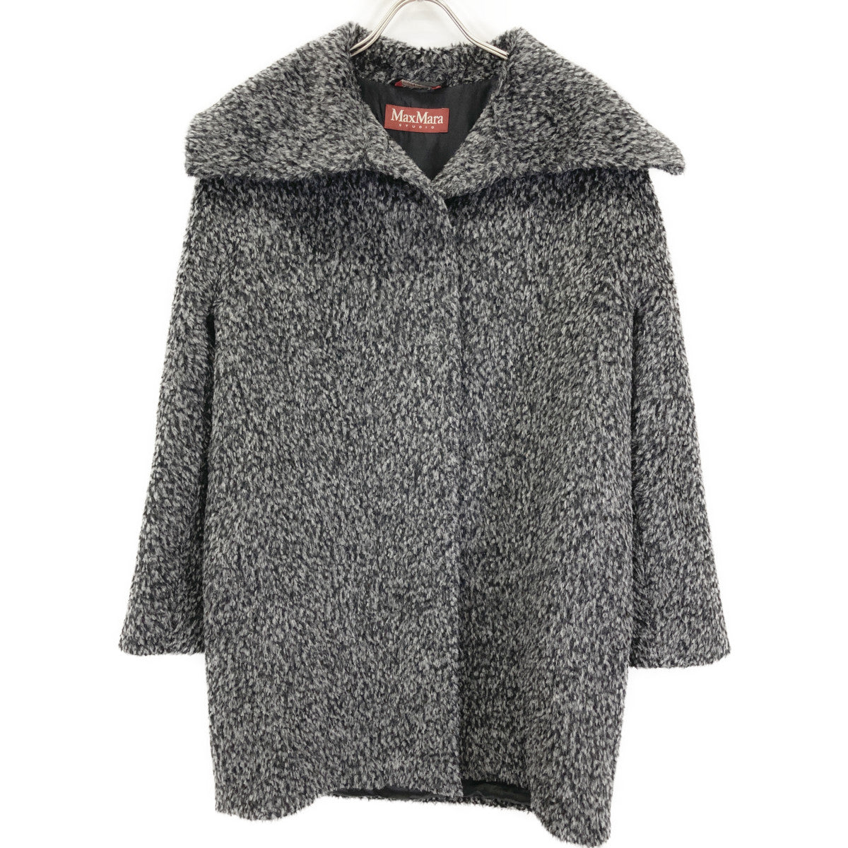 Gray Alpaca Wool Jaggy Medium Coat Coat 40 Ladies