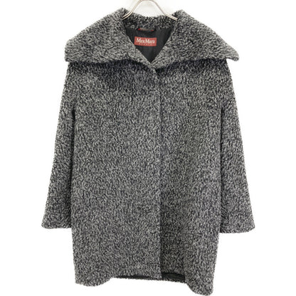 Gray Alpaca Wool Jaggy Medium Coat Coat 40 Ladies
