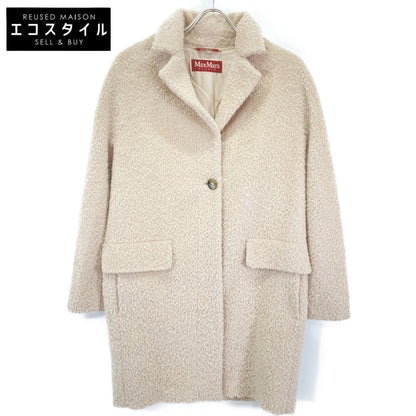 PINK Alpaca Wool Jaggy Stand-collar Coat, coat, 38, women's
