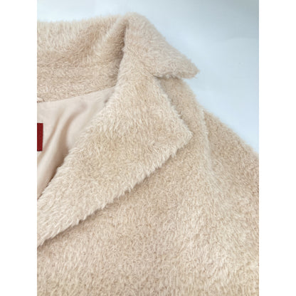 PINK Alpaca Wool Jaggy Stand-collar Coat, coat, 38, women's