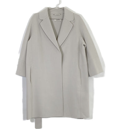 S MaxMara エスマックスマーラ 【CUCITO A MANO】ホワイト ARONA ウール ベルテッドミディアムラップガウンコート コート