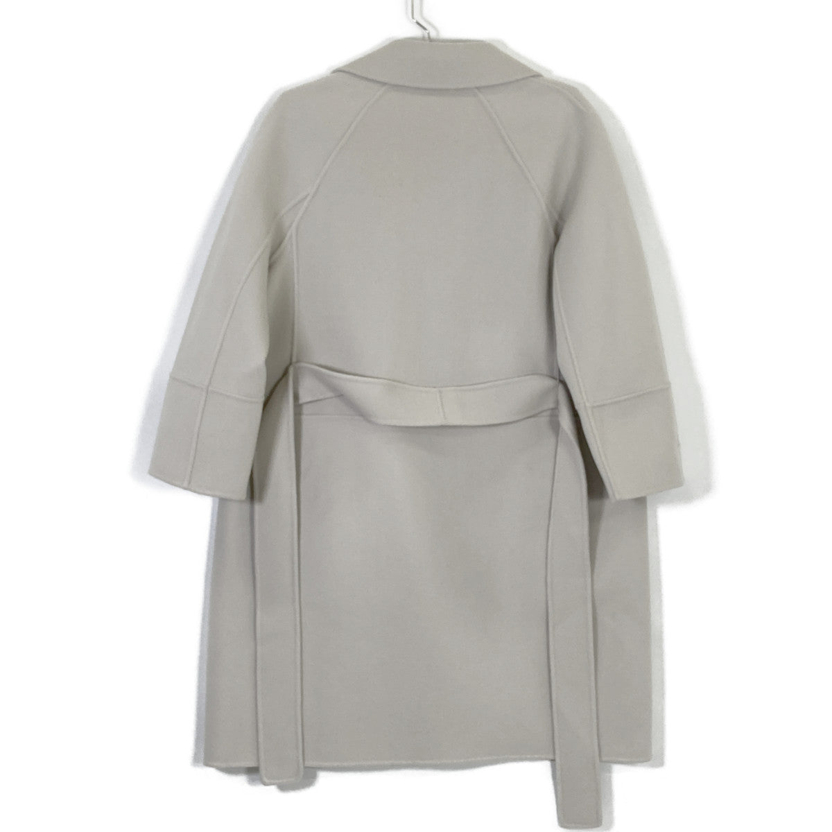 S MaxMara エスマックスマーラ 【CUCITO A MANO】ホワイト ARONA ウール ベルテッドミディアムラップガウンコート コート