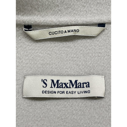S MaxMara エスマックスマーラ 【CUCITO A MANO】ホワイト ARONA ウール ベルテッドミディアムラップガウンコート コート