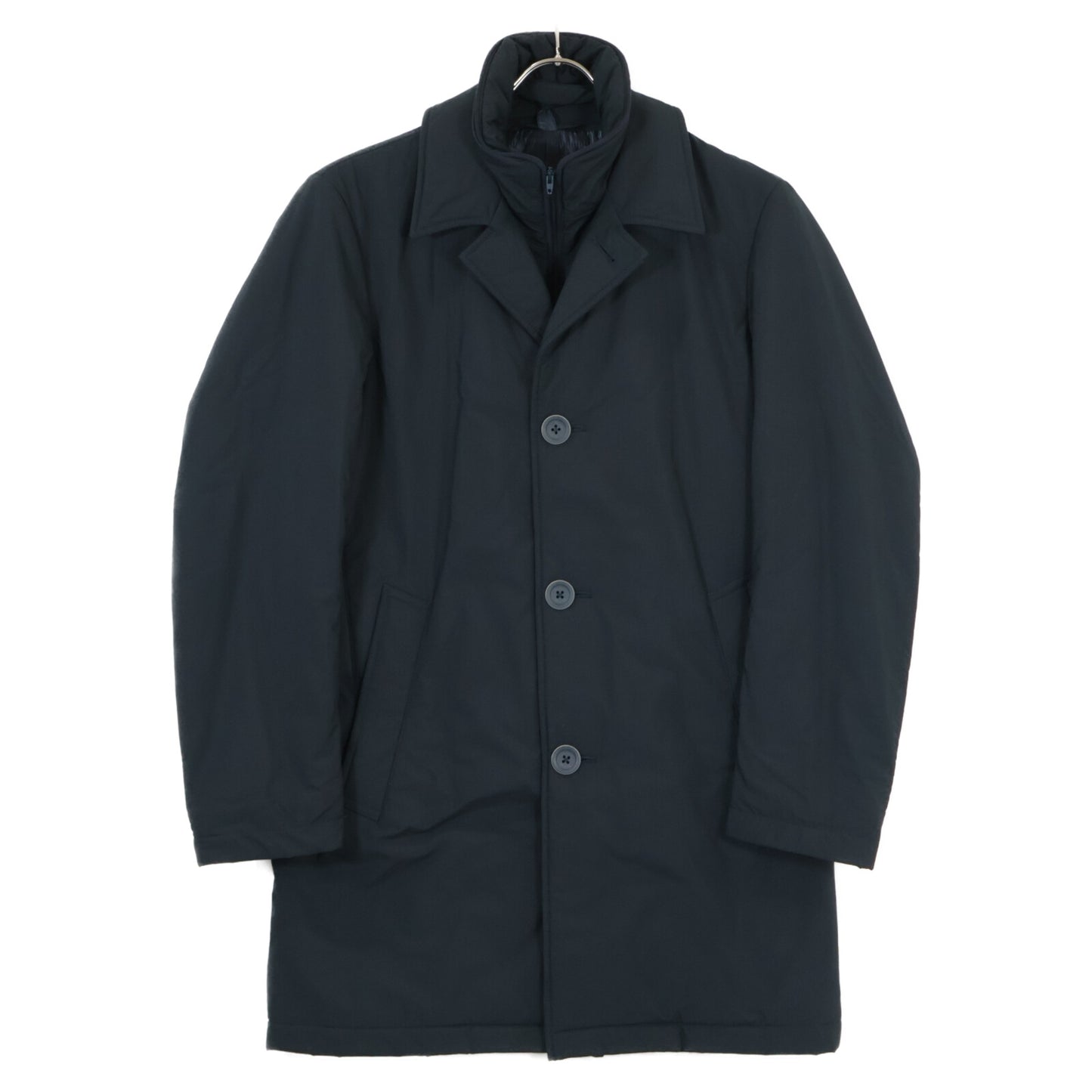 IM0155U-13275 Navy HERNO TECH Nylon Layered Stand Collar Coat for men