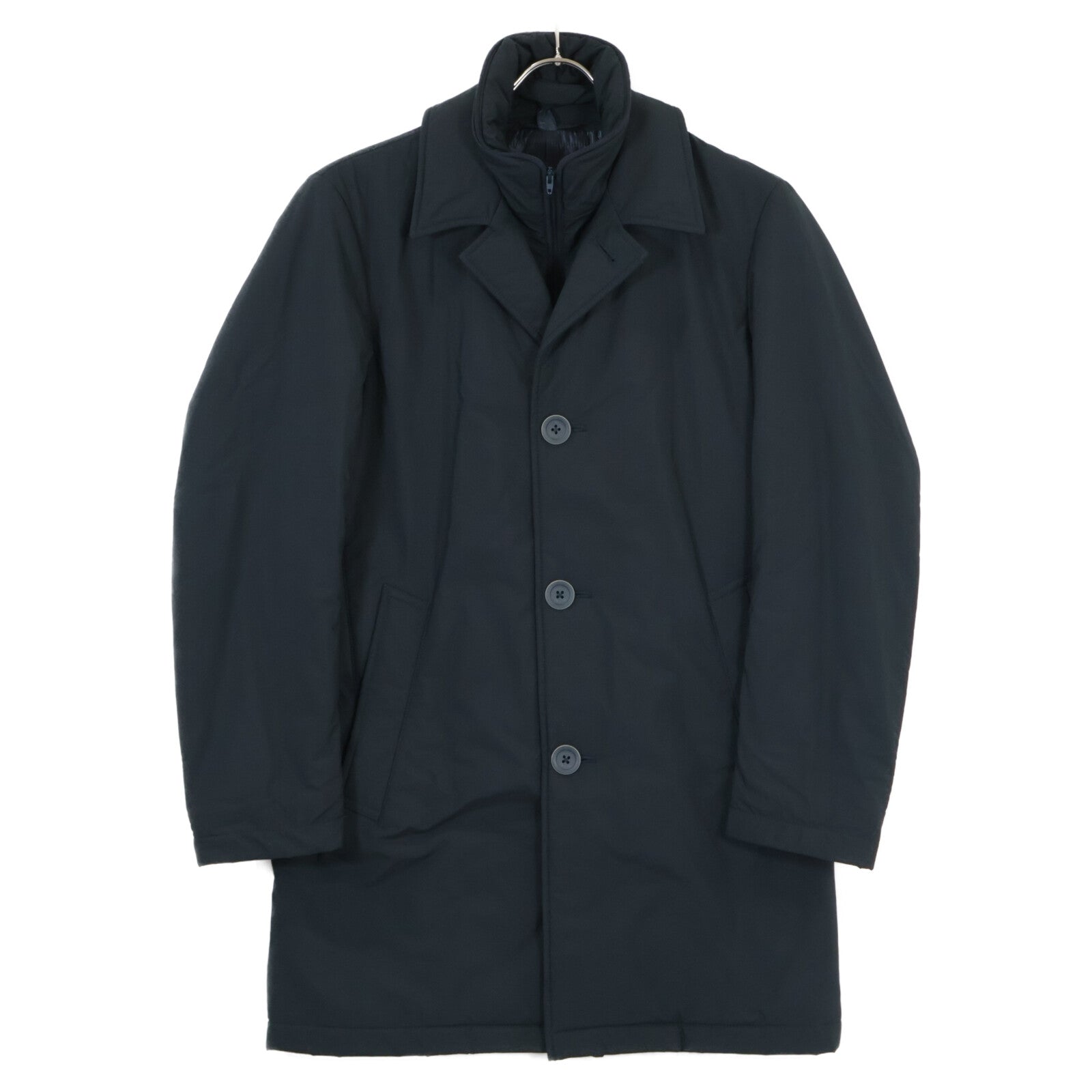 IM0155U-13275 Navy HERNO TECH Nylon Layered Stand Collar Coat for men