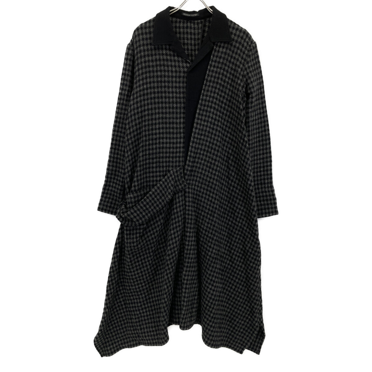 【collections】24AW FO-D63-114 GRAY SMALL HOUNDSTOOTH R DRAPE DETAIL SHIRT DRESS Coat 2 Ladies
