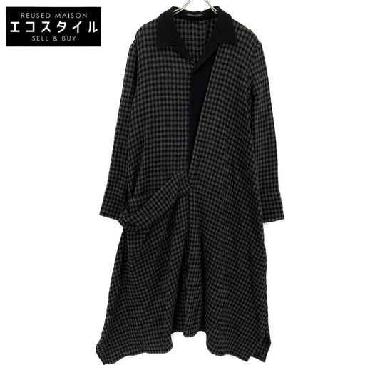 【collections】24AW FO-D63-114 GRAY SMALL HOUNDSTOOTH R DRAPE DETAIL SHIRT DRESS Coat 2 Ladies