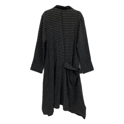 【collections】24AW FO-D63-114 GRAY SMALL HOUNDSTOOTH R DRAPE DETAIL SHIRT DRESS Coat 2 Ladies