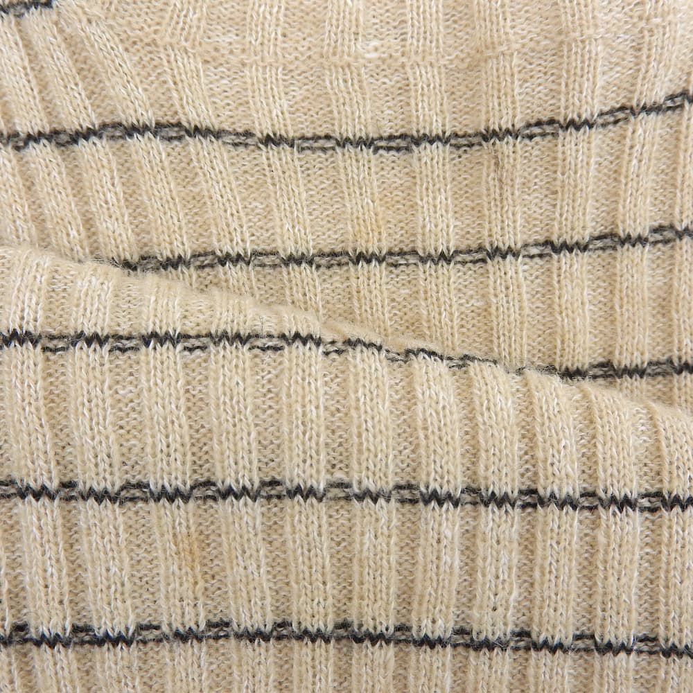 DIOR Bee Embroidery Linen x Cashmere Short Sleeve Border Knit Top Women's Beige 38 124S24AM126 Tops