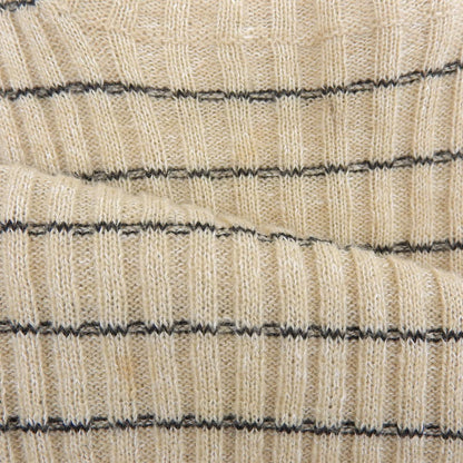 DIOR Bee Embroidery Linen x Cashmere Short Sleeve Border Knit Top Women's Beige 38 124S24AM126 Tops