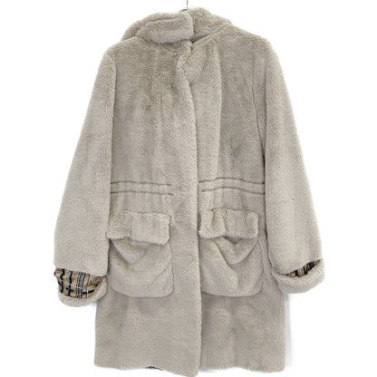 GC000359D Beige Eco-Fur Hooded Coat Coat 42 Women's