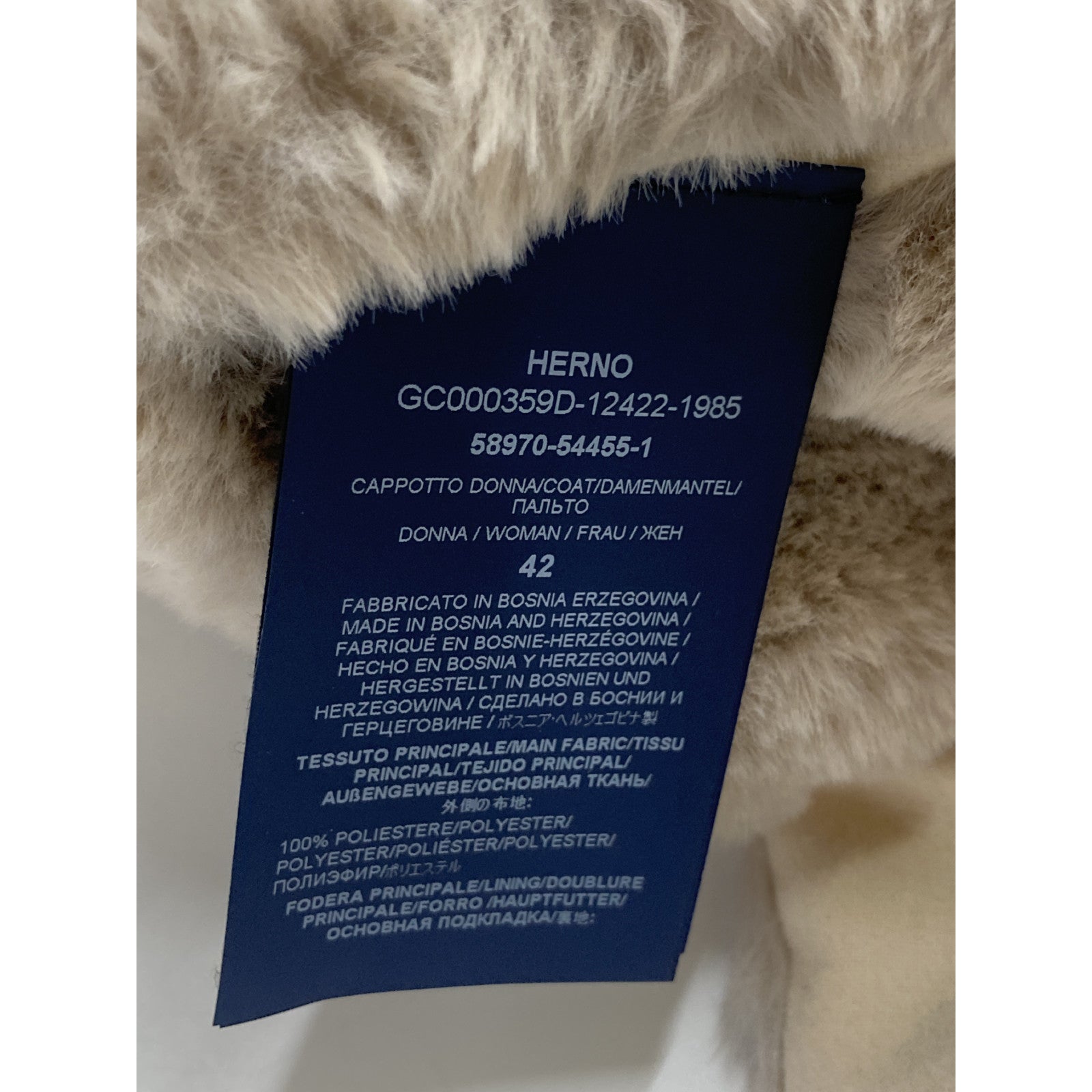 HERNO ヘルノ GC000359D ベージュ エコファー フーディ コート コート