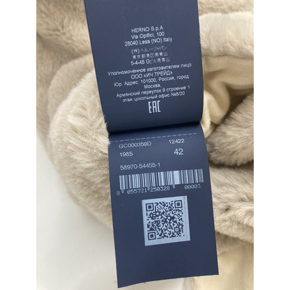 HERNO HERNO GC000359D beige eco-fur hoodie coat coat