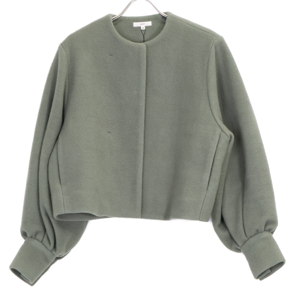 yori YR25-23137AW Moss Green Wool-Blend Airy Puff Short Coat Coat