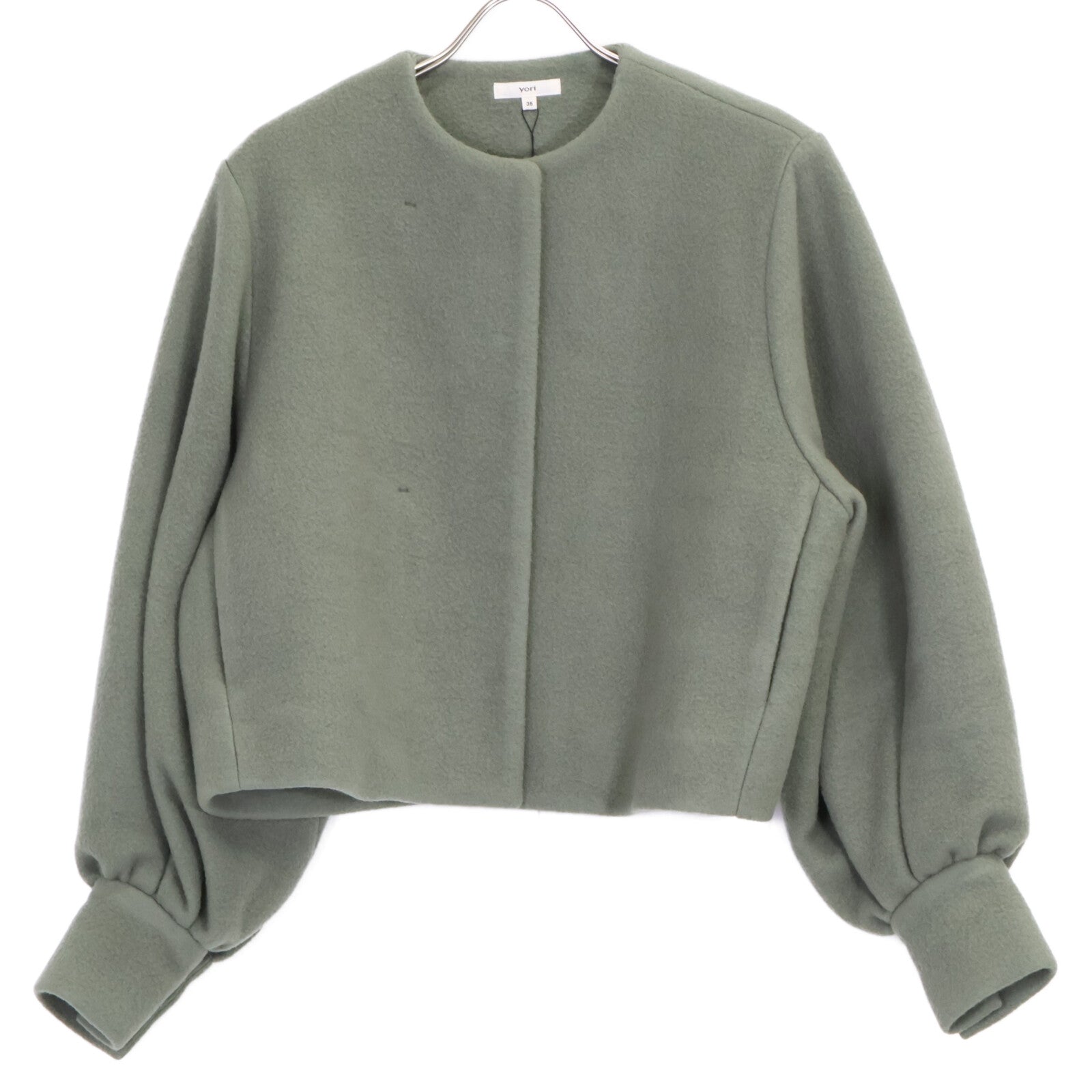 yori ヨリ YR25-23137AW モスグリーン ウール混 エアリーパフショートコート コート
