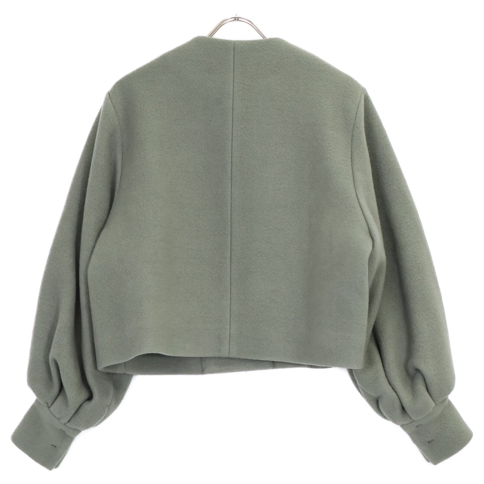 YR25-23137AW Moss Green Wool Blend Airy Puff Short Coat Coat 36 Women's
