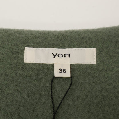YR25-23137AW Moss Green Wool Blend Airy Puff Short Coat Coat 36 Women's