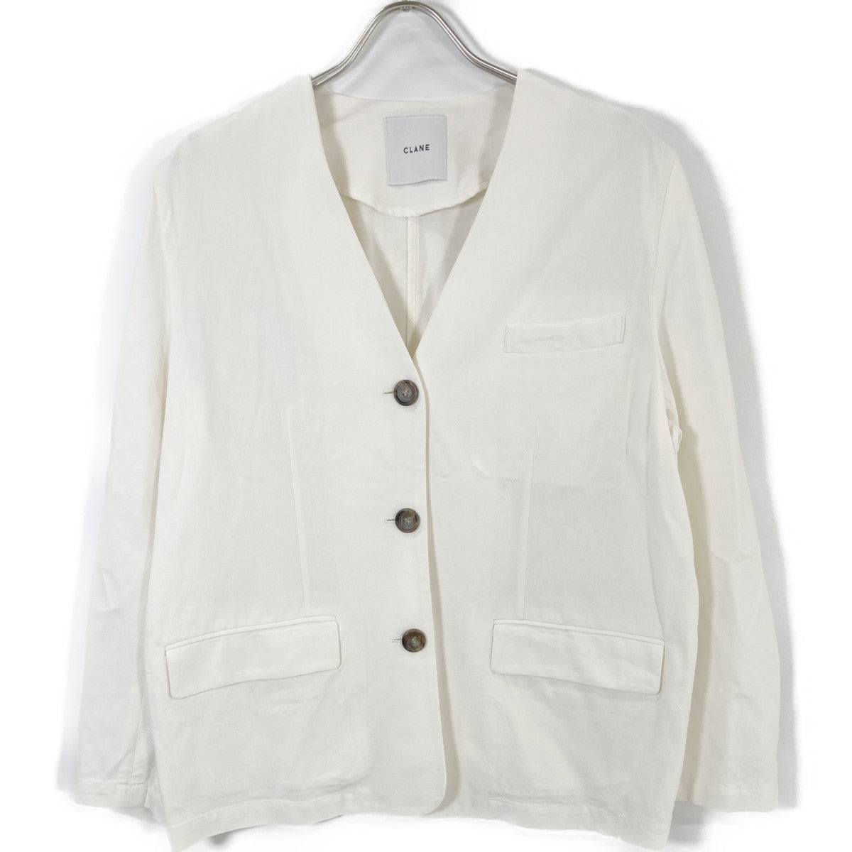 IVORY Linen Blend Wide Collarless Jacket Jacket 2 Ladies