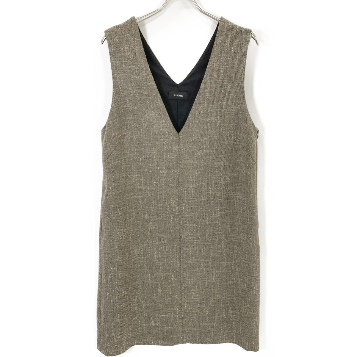 S23AW-15 Grey Tweed V-neck Dress Dress M Women's
