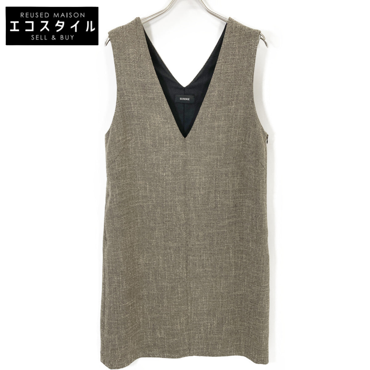 S23AW-15 Grey Tweed V-neck Dress Dress M Women's