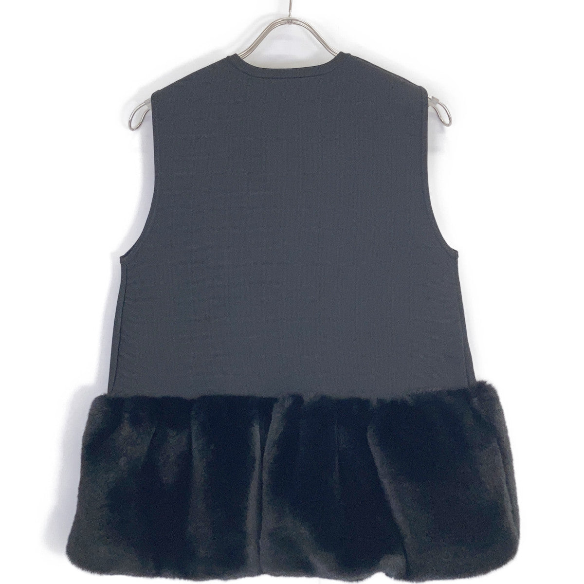 1518-106-1840 BLACK Polyester Faux Fur Combo Zip-up Vest for Women