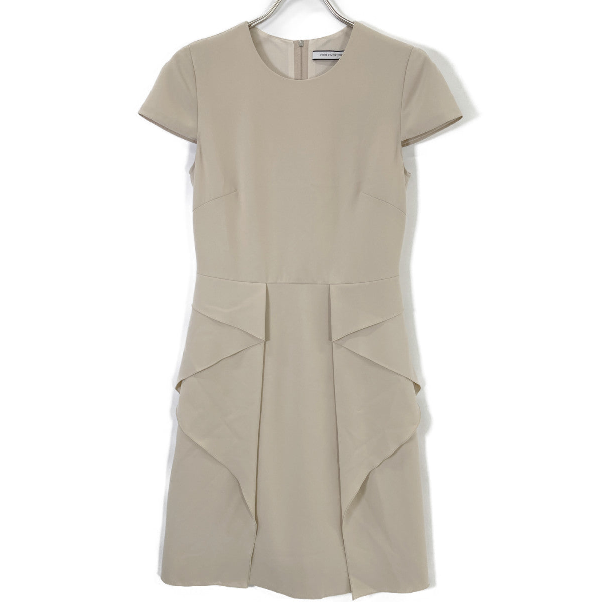 FOXEY NEW YORK Beige Back Zip French Sleeve Dress
