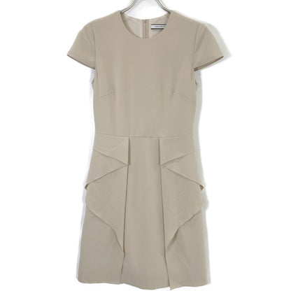 FOXEY NEW YORK Beige Back Zip French Sleeve Dress