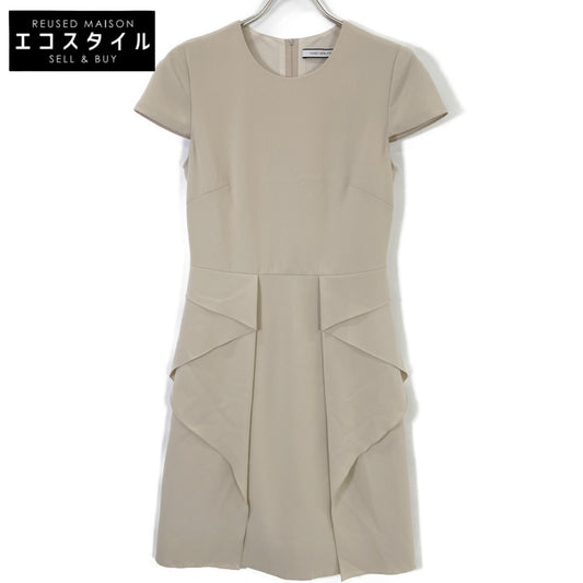 FOXEY NEW YORK Beige Back Zip French Sleeve Dress