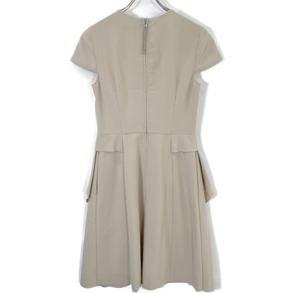 FOXEY NEW YORK Beige Back Zip French Sleeve Dress