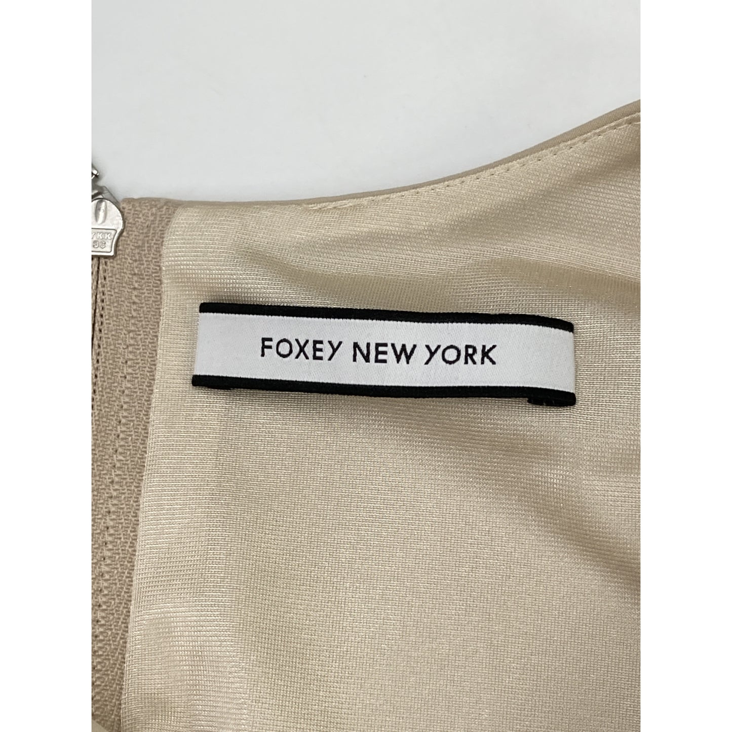 FOXEY NEW YORK Beige Back Zip French Sleeve Dress