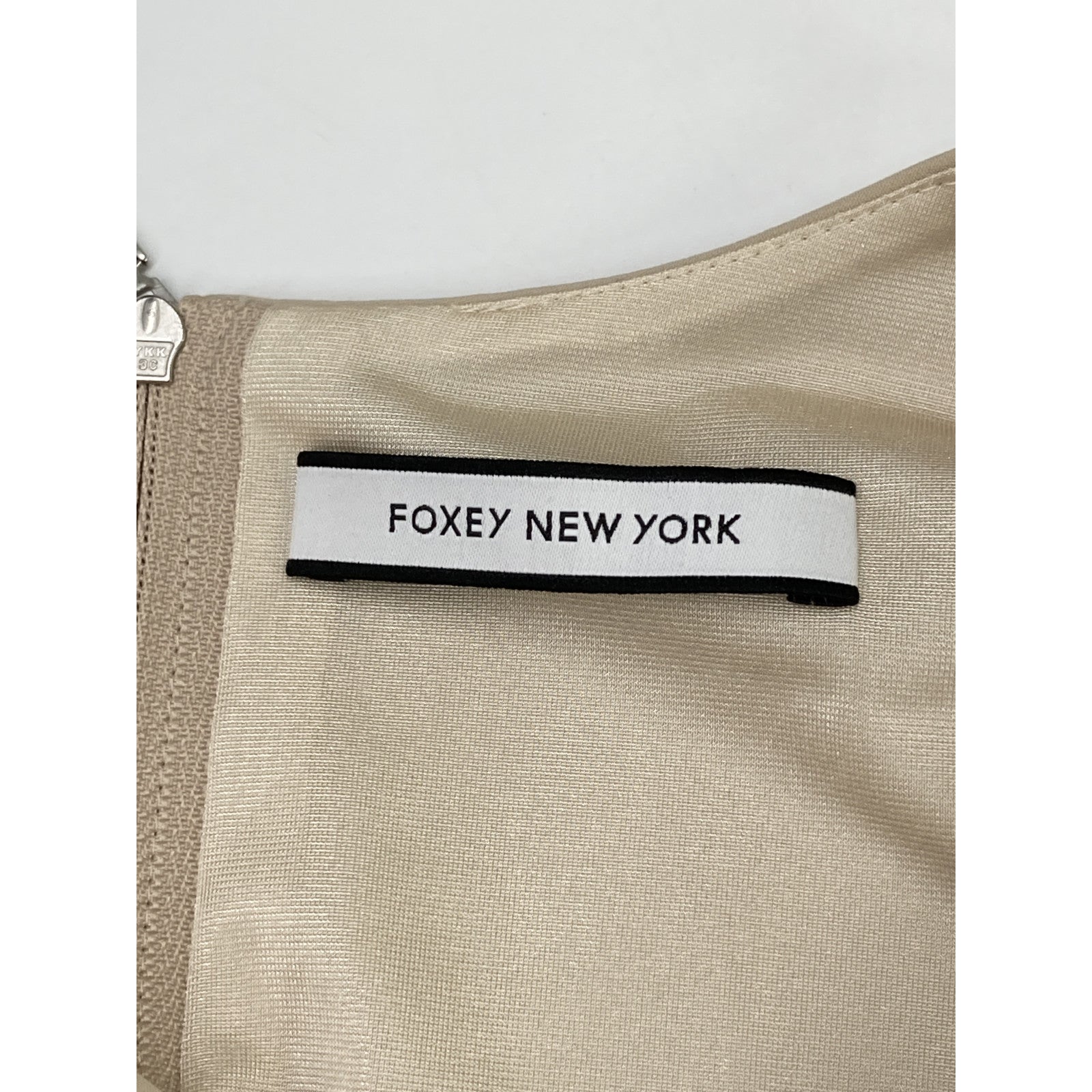 FOXEY NEW YORK Beige Back Zip French Sleeve Dress