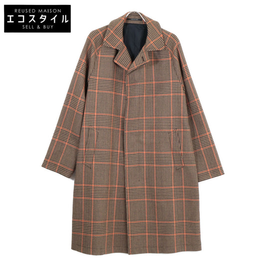 TAGLIATORE 97QIC164 Brown x Orange SALAMON/S Solomon Check Chesterfield Coat