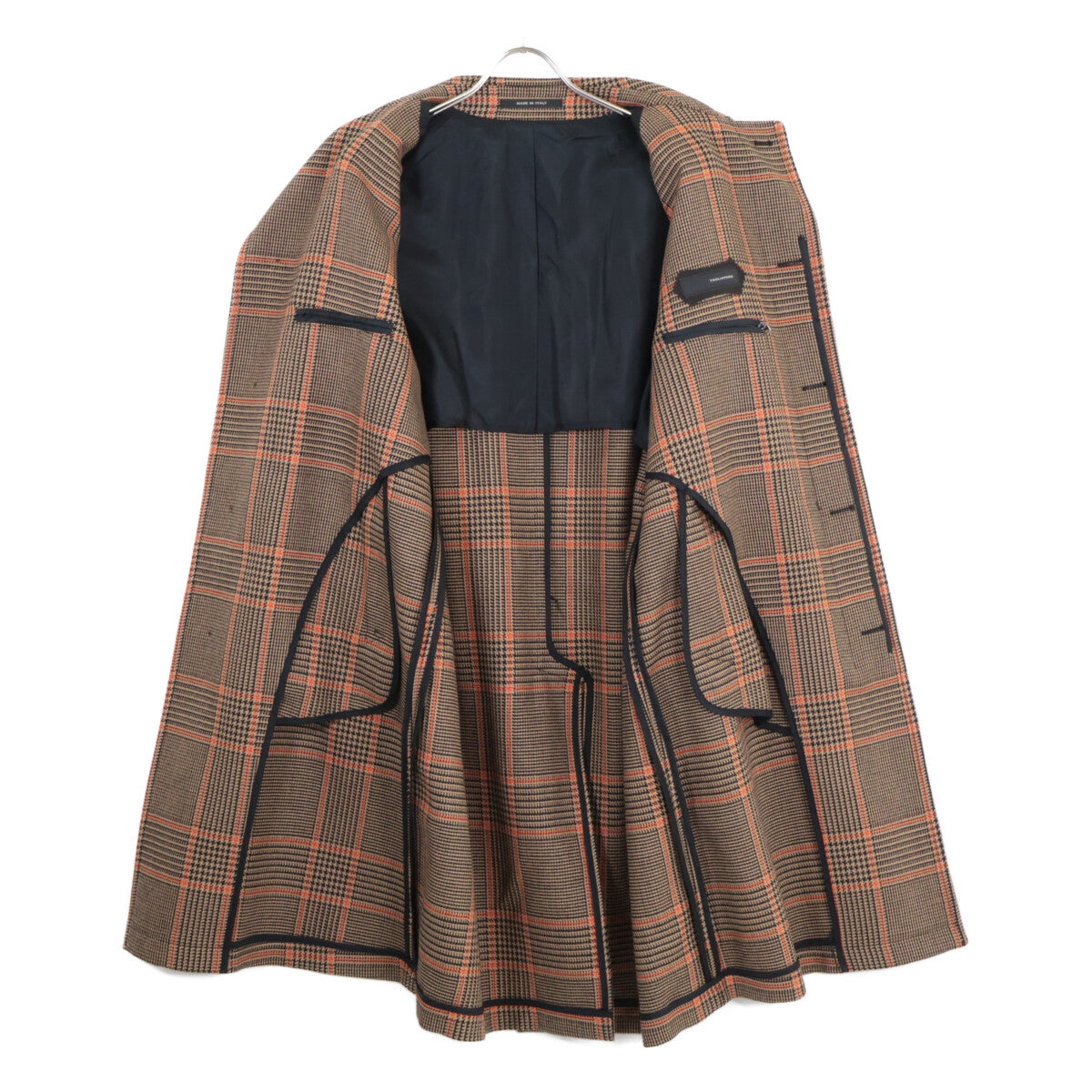 TAGLIATORE タリアトーレ 97QIC164 ﾌﾞﾗｳﾝ×ｵﾚﾝｼﾞ SALAMON/S ｻﾛﾓﾝ ﾁｪｯｸｽﾃﾝｶﾗｰｺｰﾄ コート 48