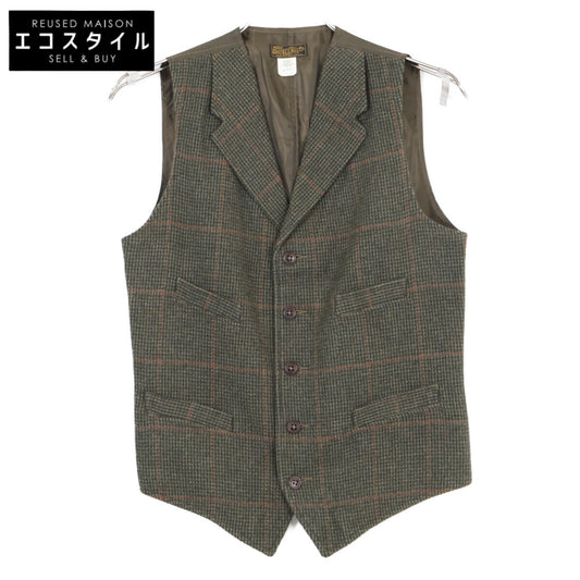 RRL Double RL MNRROTW1N220061 Green Corozo Button Windowpane Wool Tweed Vest/Gilet Vest