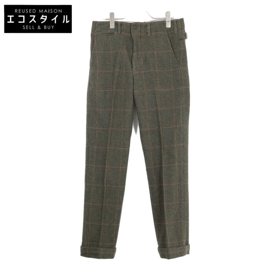 RRL Double RL MNRRPNT14G20167 Green Corozo Button Windowpane Wool Tweed Officer's Pants Bottoms