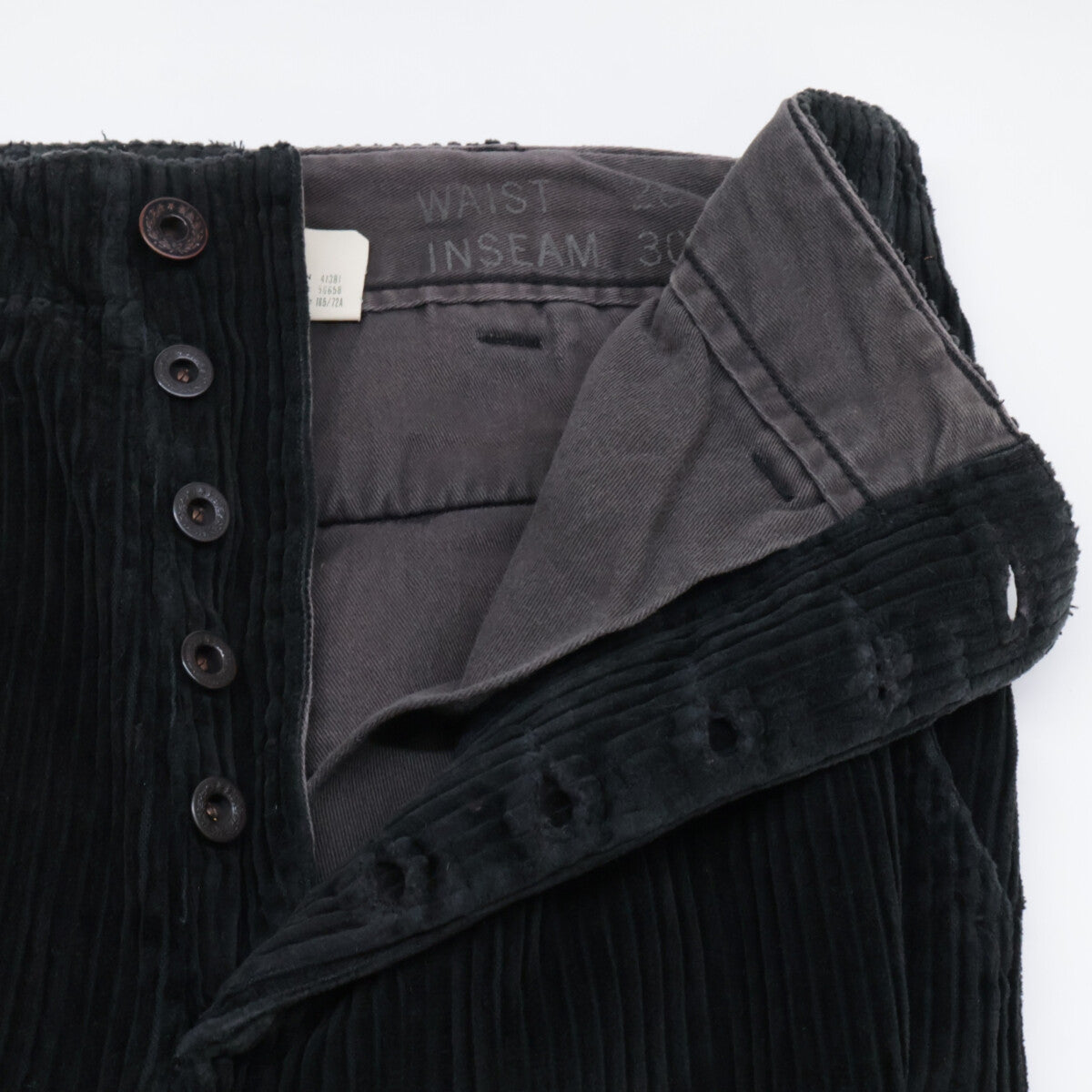 RRL Double RL 782804288001 Black Cotton Button Fly Wide Wale Corduroy Straight Pants Bottoms