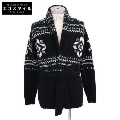 24年製 790953470001 カシミヤ100 総柄 ハンドニット ベルテッドショールカラーカーディガン トップス XS メンズ