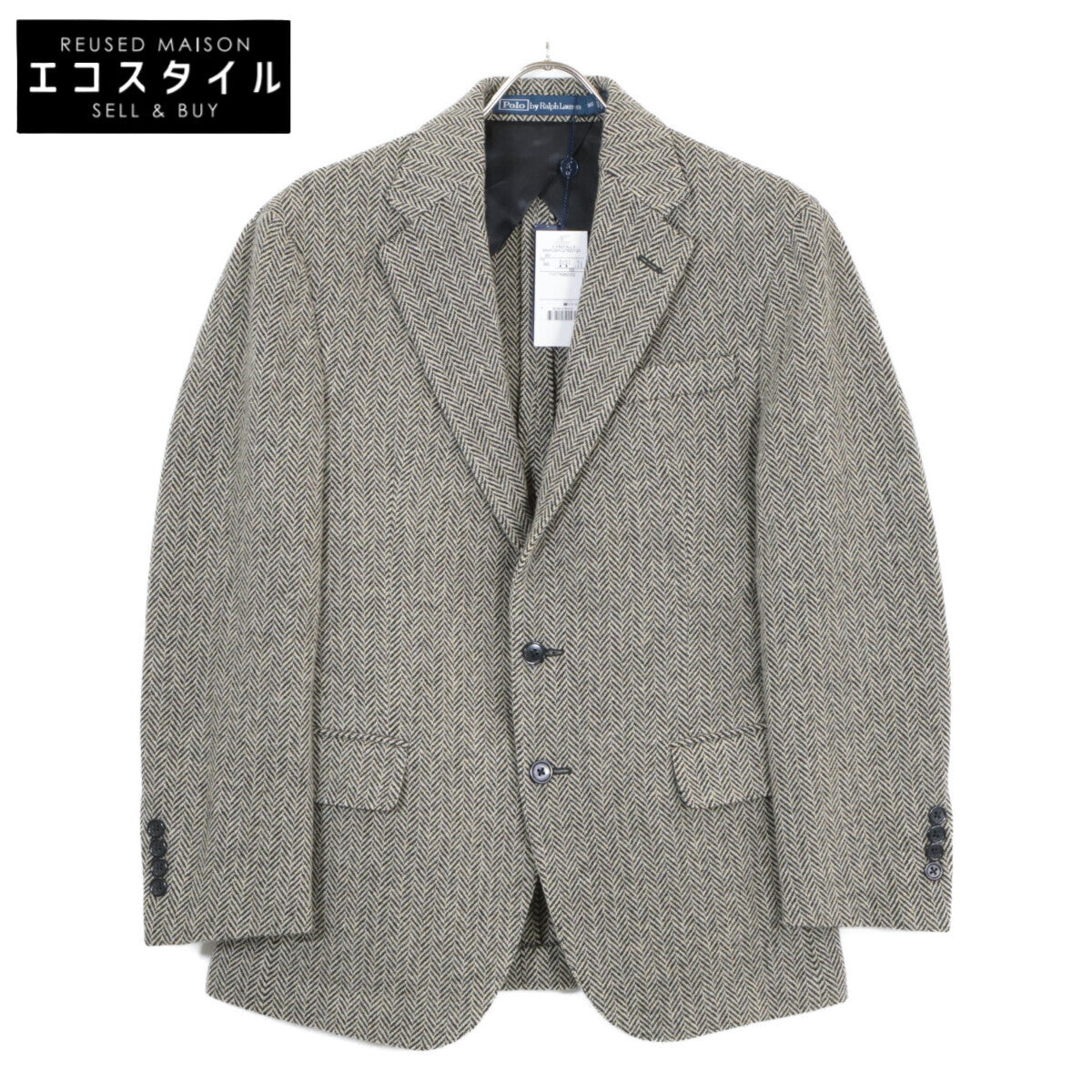 POLO RALPH LAUREN MNPOSPC27620120 Black x Cream Wool Blend Soft Tailored Herringbone Jacket