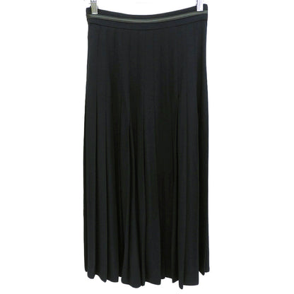 CELINE Gold Triomphe Hardware Leather Waist Pleated Skirt Women's Navy 36 2J335865C Skirt
