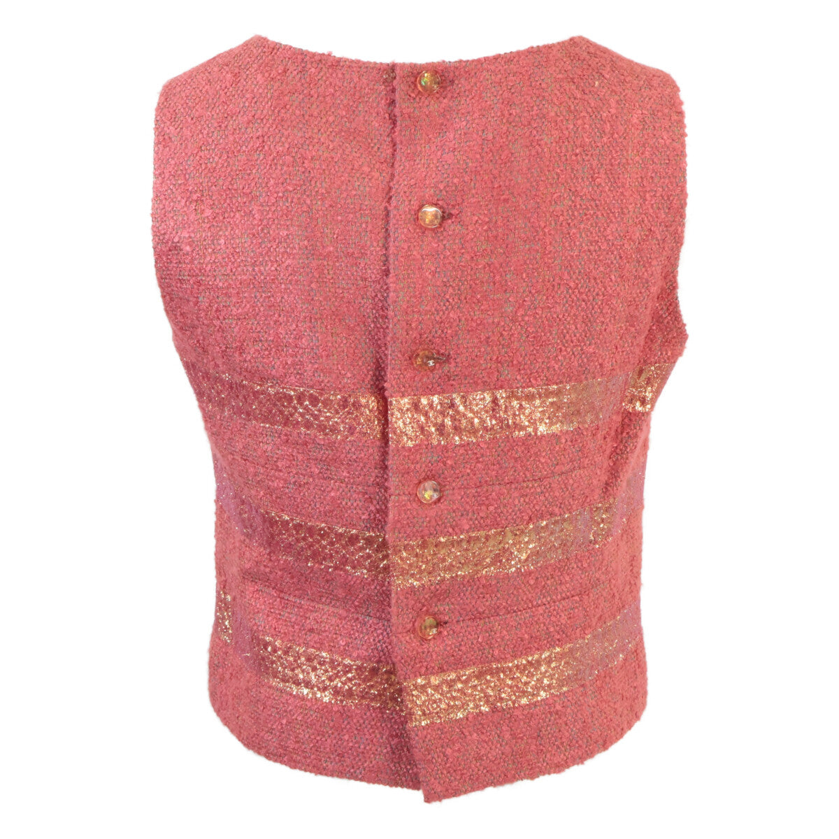 [Excellent/Domestic Authentic] 99P P13196V07517 Stripe Silk Blend Sleeveless Top/Skirt Tweed Suit Set-Up 38 Ladies